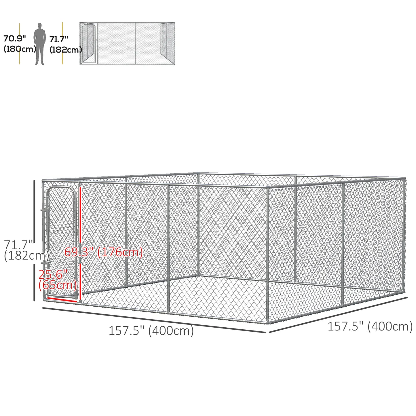 172.2 Sq. Ft. Dog Playpen, Galvanized Steel Frame, 13' L x 13' W x 5.9' H Houses, Kennels & Pens at Gallery Canada