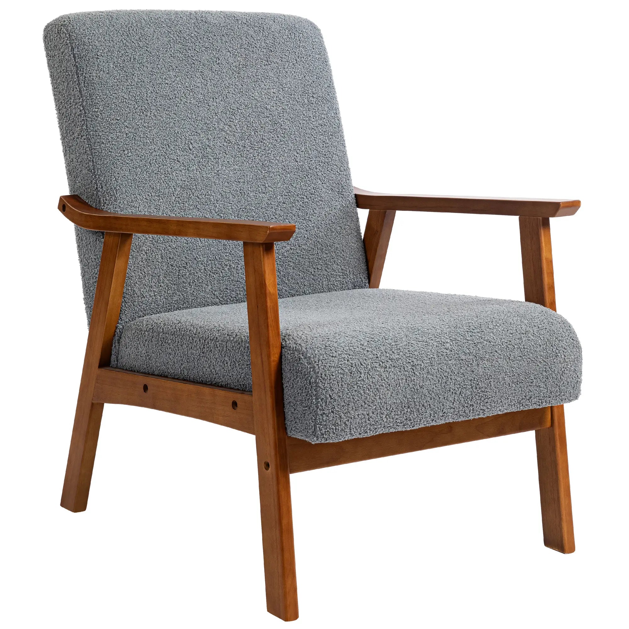 Boucle Accent Chair, Wide Seat, Thick Padding, Grey Accent Chairs Grey, Brown at Gallery Canada