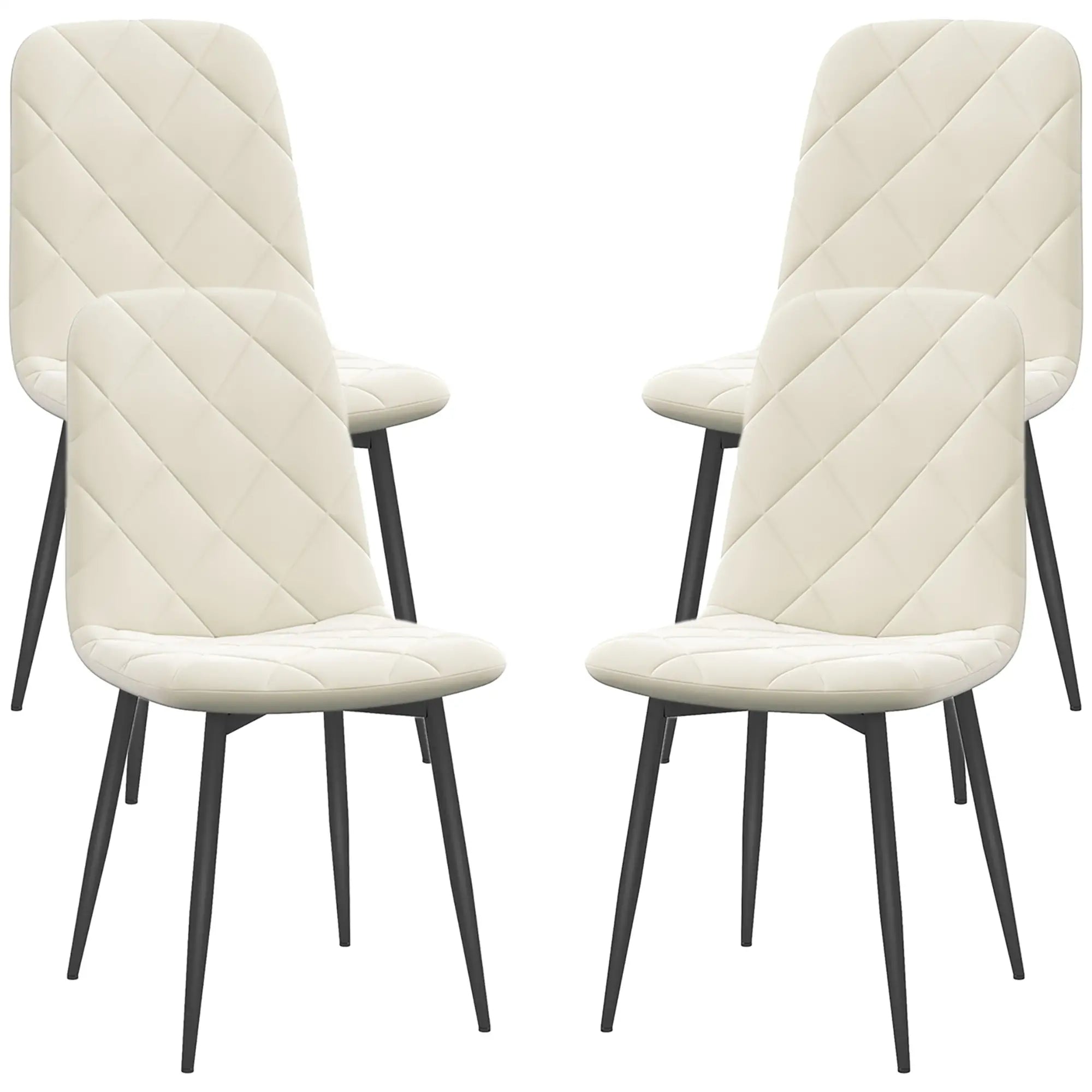 Upholstered Dining Chairs Set of 4, Steel Legs, Cream Bar Stools Cream at Gallery Canada