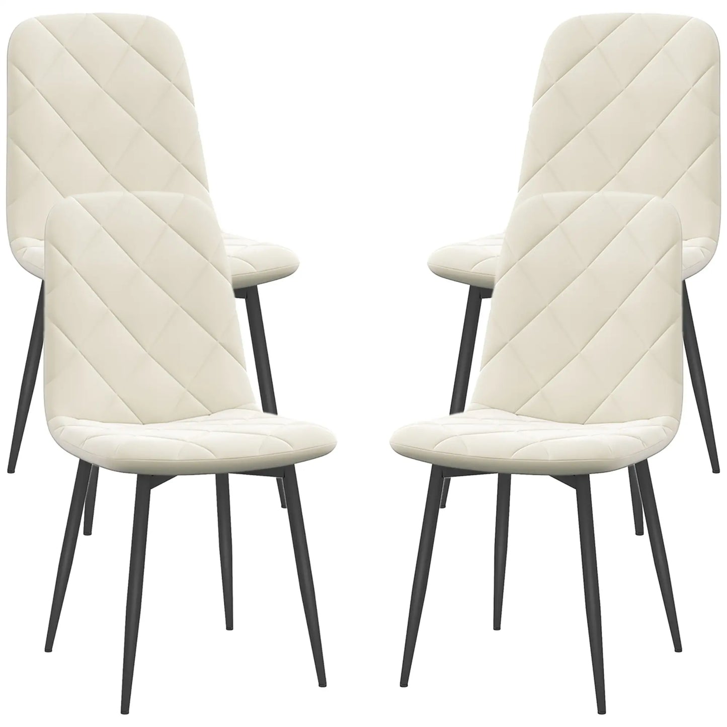 Upholstered Dining Chairs Set of 4, Steel Legs, Cream Bar Stools Cream at Gallery Canada