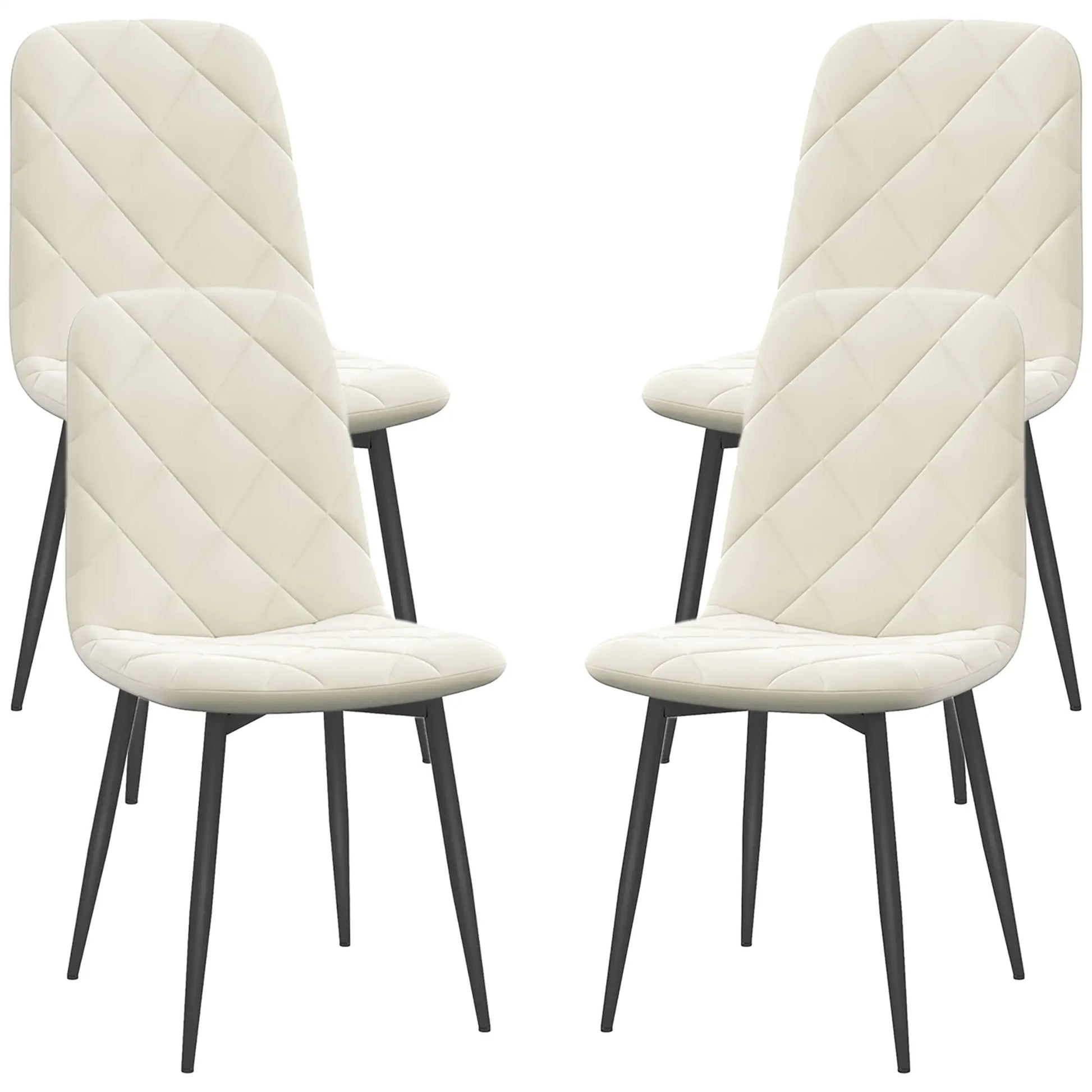 Upholstered Dining Chairs Set of 4, Steel Legs, Cream Bar Stools Cream at Gallery Canada