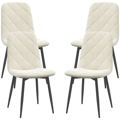 Upholstered Dining Chairs Set of 4, Steel Legs, Cream Bar Stools Cream at Gallery Canada