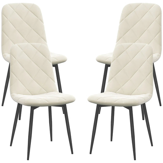 Upholstered Dining Chairs Set of 4, Steel Legs, Cream Bar Stools Cream at Gallery Canada