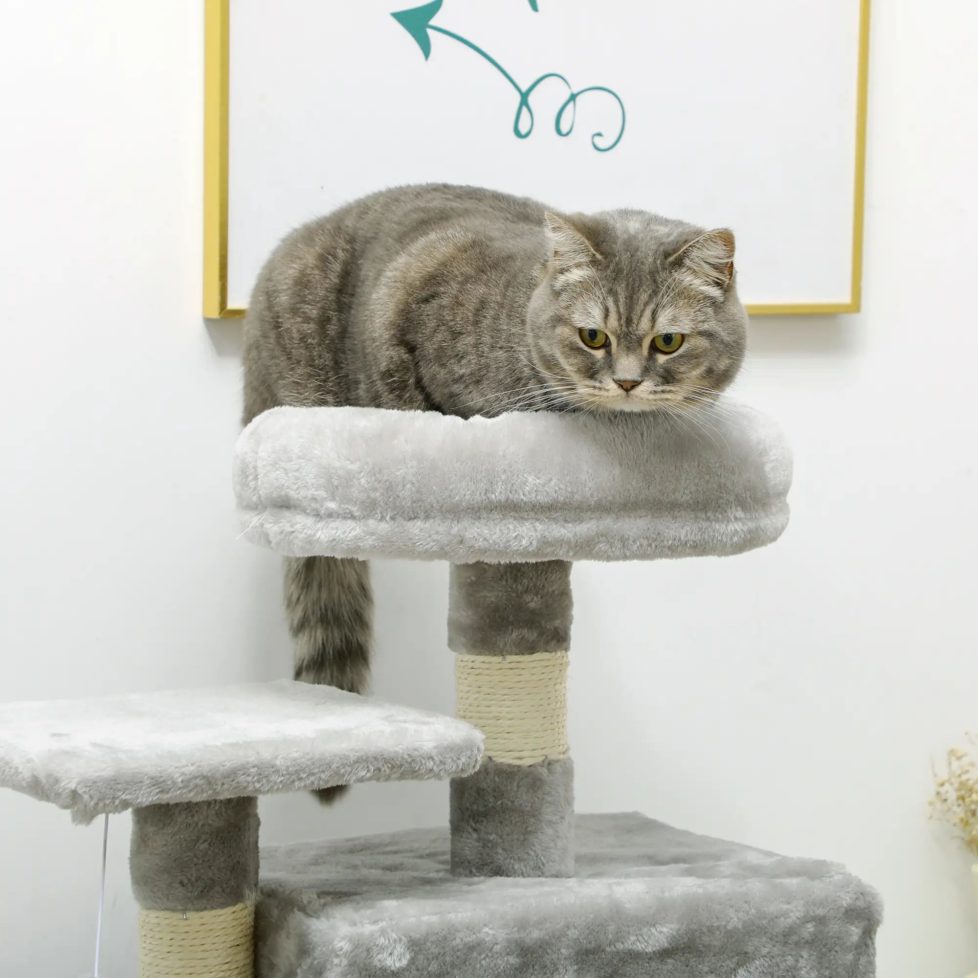 49 Inch Cat Tree for Indoor Cats, Light Grey Cat Towers at Gallery Canada