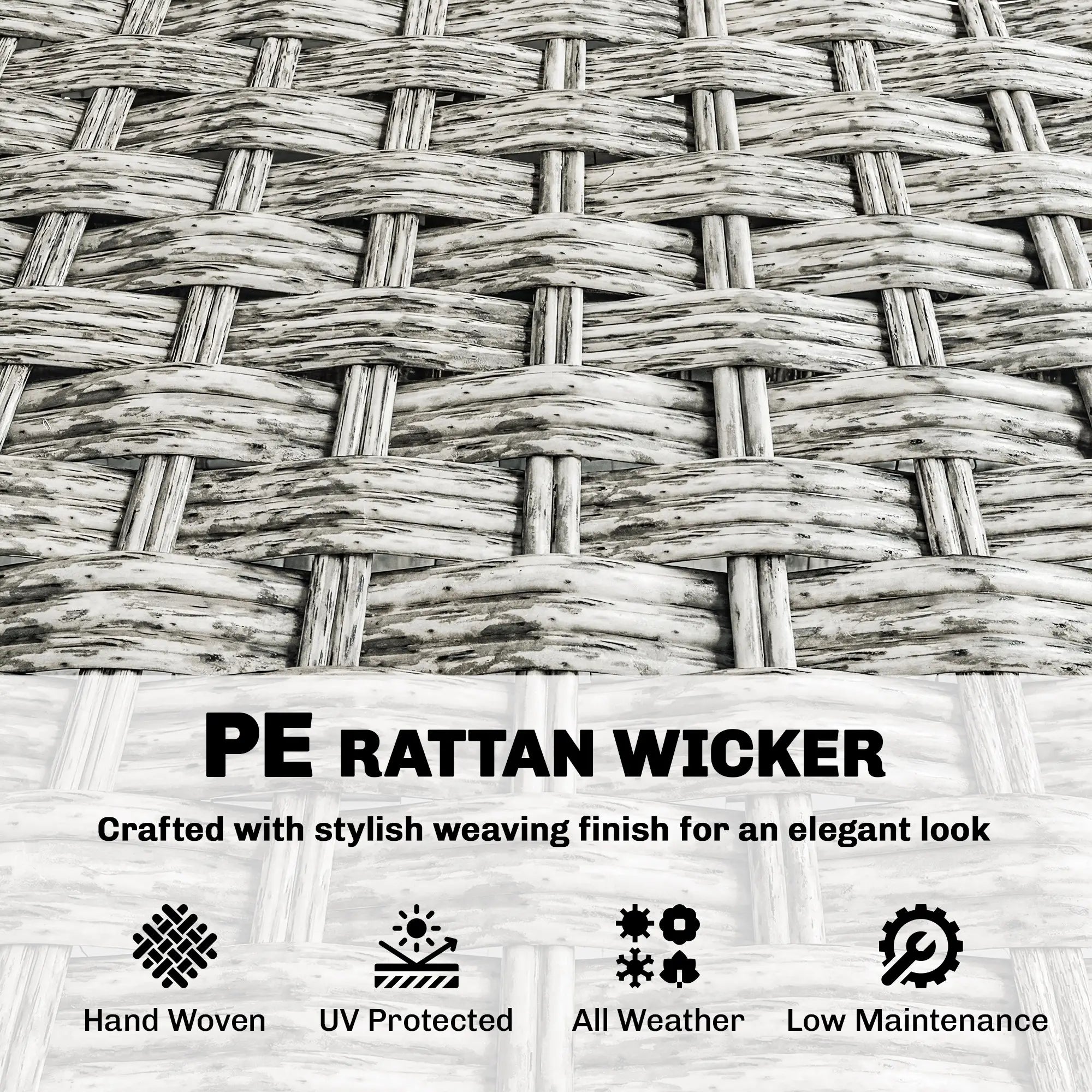 Rattan Wicker Sofa, 3-Seater Outdoor Couch With Cushions, Grey Patio Furniture Sets at Gallery Canada