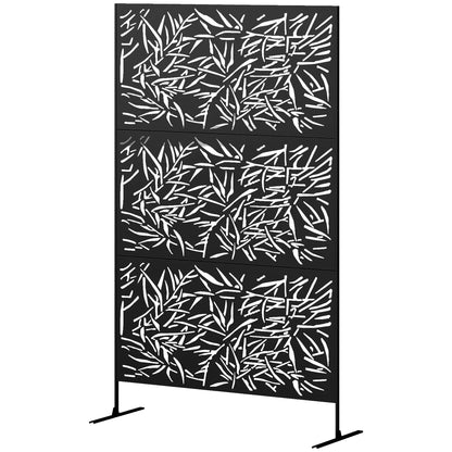 Écran d'intimité en métal autoportant, 78" x 48", noir