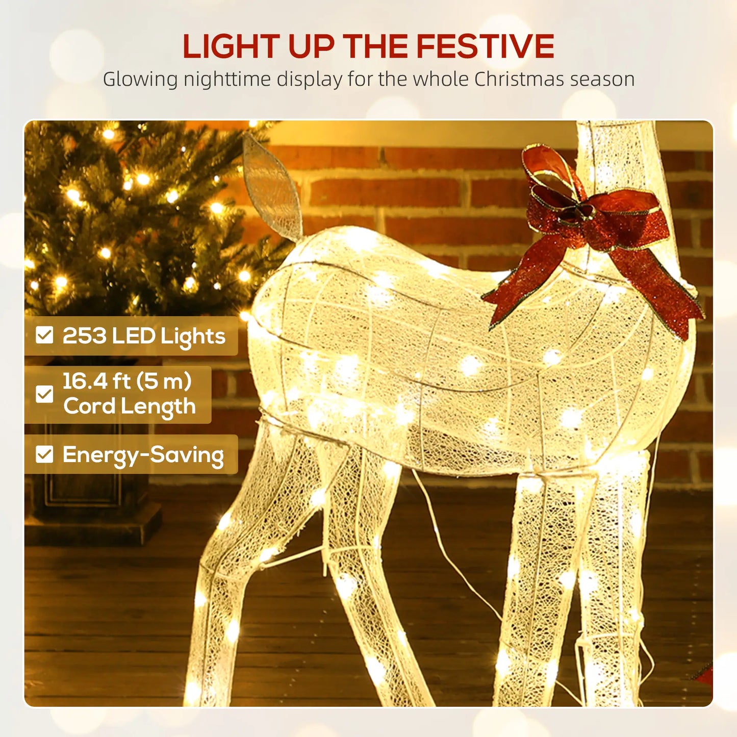 3 Piece Lighted Christmas Reindeer Family, 55 Inch LED Outdoor Decor Christmas Decorations at Gallery Canada
