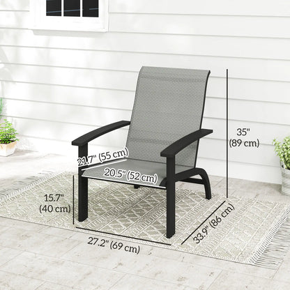 Outdoor Adirondack Chair, Aluminum Frame, Mesh Seat, Dark Grey Patio Chairs at Gallery Canada