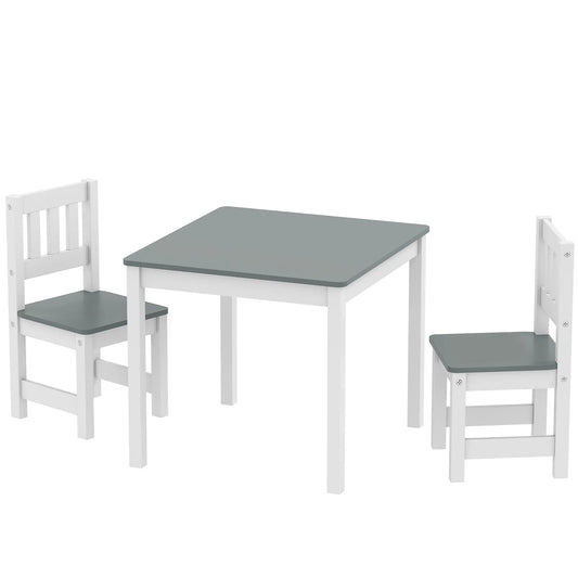 Kids Table and Chairs Set, Toddler Activity Table, 2 Chairs, Grey Kids Table Sets Grey, White at Gallery Canada