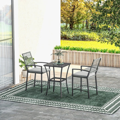 3pc Rattan Patio Bar Table, Chairs with Cushions, Bar Furniture Bistro Sets at Gallery Canada