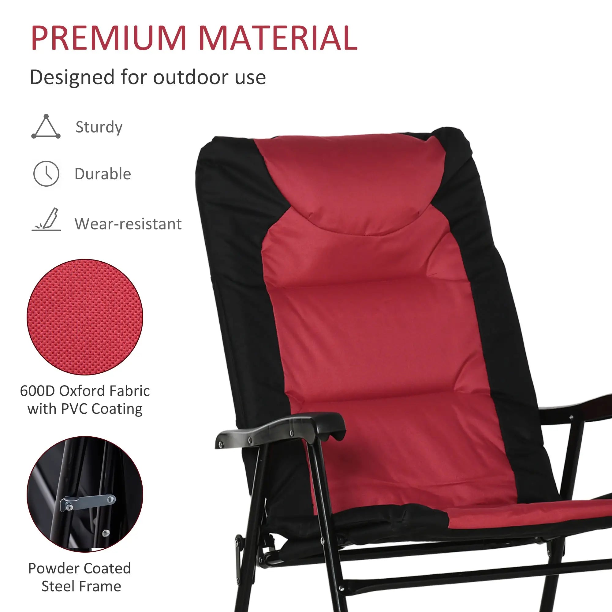 Folding Rocking Chair Set of 2, Padded, Armrest, Black, Red Outdoor Rocking Chairs at Gallery Canada