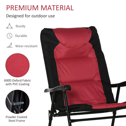 Folding Rocking Chair Set of 2, Padded, Armrest, Black, Red Outdoor Rocking Chairs at Gallery Canada