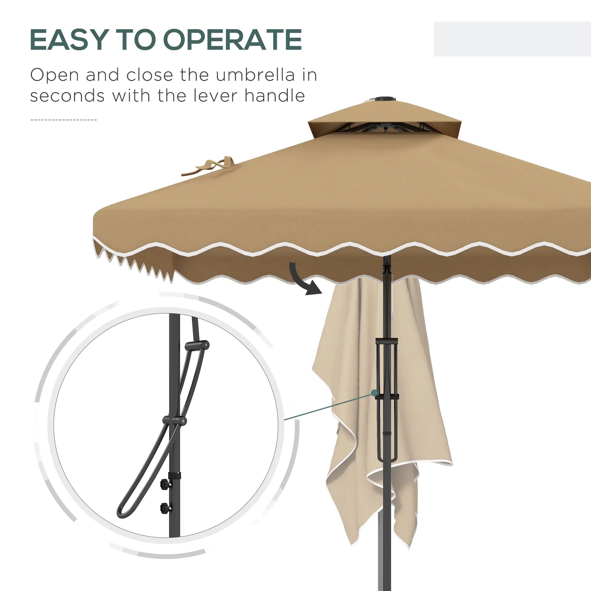 8' x 8' Square Patio Umbrella, Solar LED Lights, Khaki Cantilever Umbrellas at Gallery Canada