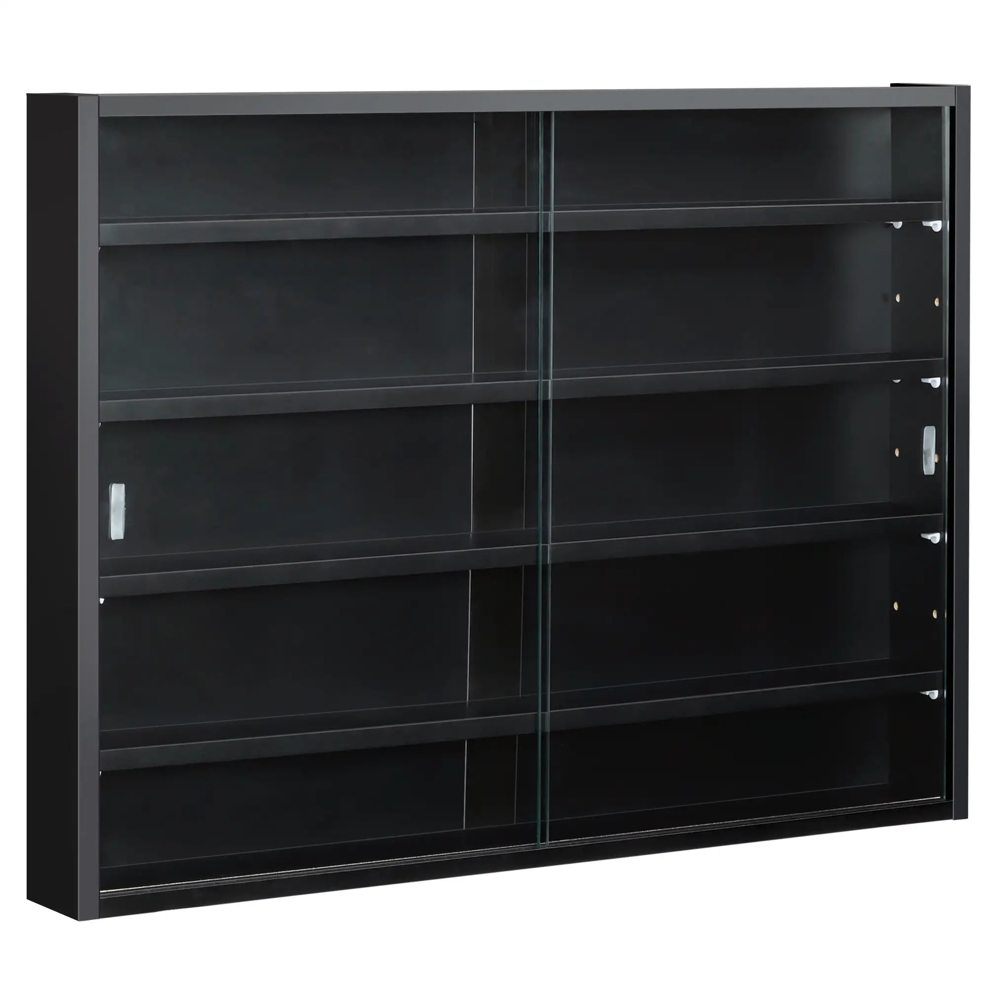 5-Tier Display Cabinet, Shot Glass Display Case, Glass Curio Cabinet with 2 Glass Doors and 4 Adjustable Shelves, Black Display Bookshelves Black at Gallery Canada
