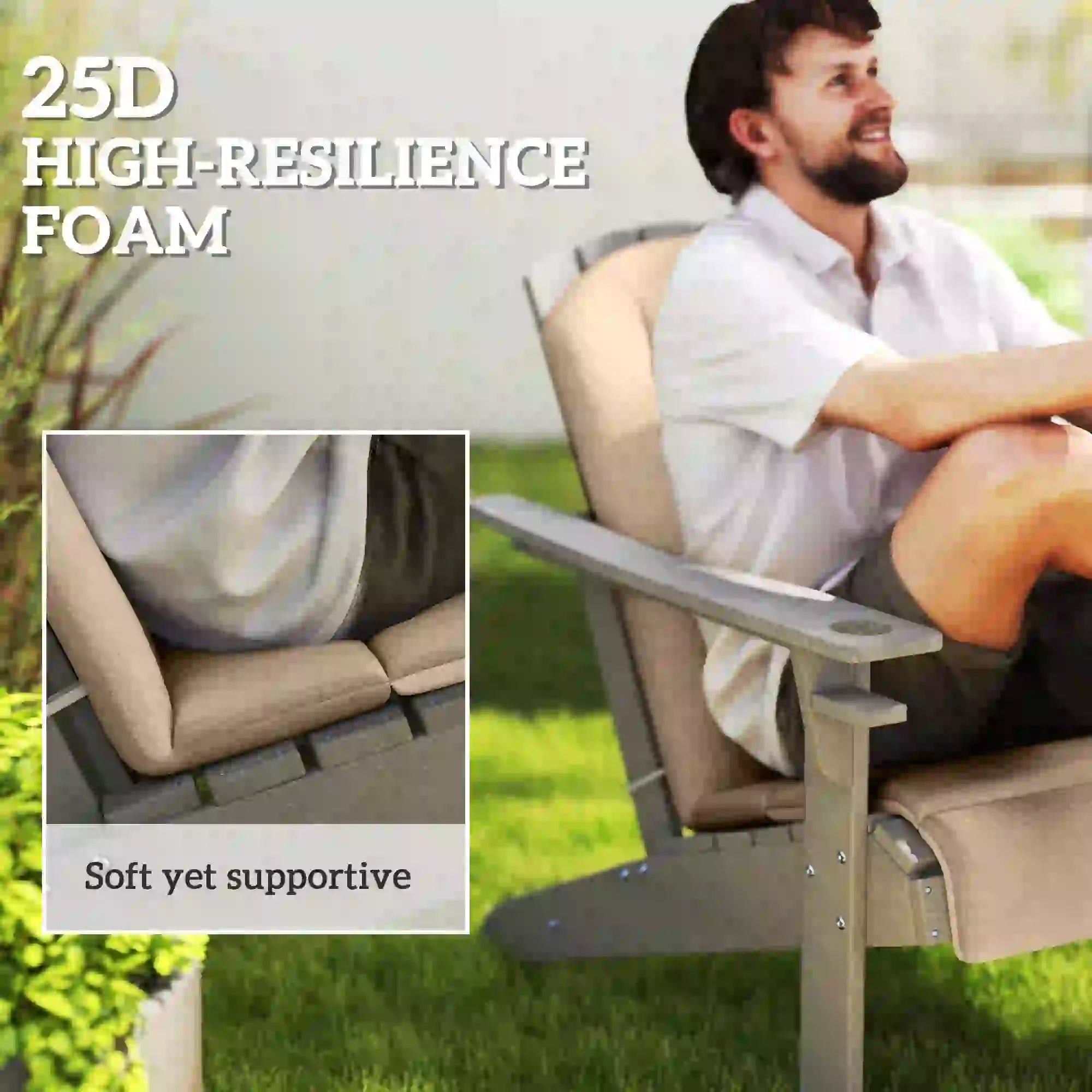 Set Of 4 Patio Chair Cushions, High Back Adirondack, High-Density Foam, Beige Patio Chair Cushions at Gallery Canada
