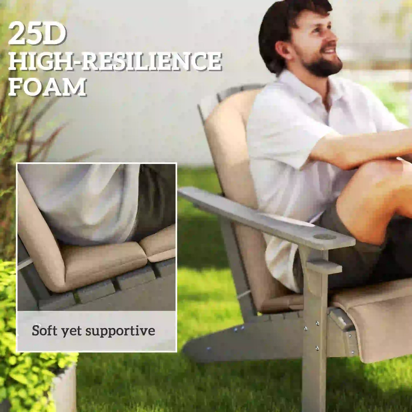 Set Of 4 Patio Chair Cushions, High Back Adirondack, High-Density Foam, Beige Patio Chair Cushions at Gallery Canada