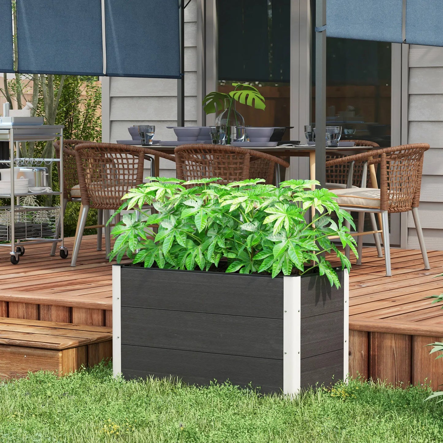 3' x 2' x 2' Raised Garden Bed, Wood Plastic Planter Box, Grey Galvanized Planter Boxes Grey at Gallery Canada