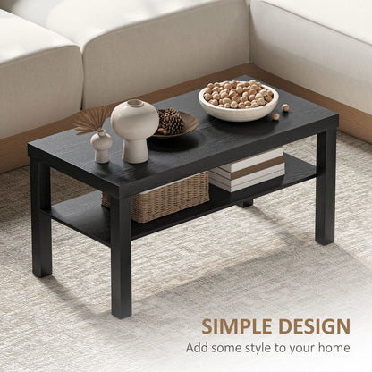 2 Tier Coffee Table, Rectangular Center Table with Storage Shelf, Black Coffee Tables at Gallery Canada