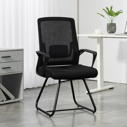 Waiting Room Chair, Desk Chair No Wheels, Mesh Back, Lumbar Support, Metal Base Task Chairs at Gallery Canada