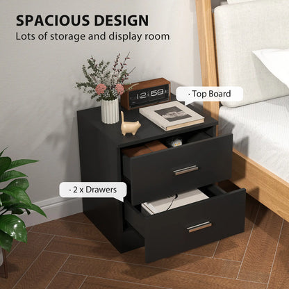 Modern Bedside Table, 2 Drawers, Nightstand for Bedroom, Black Bedside Tables at Gallery Canada