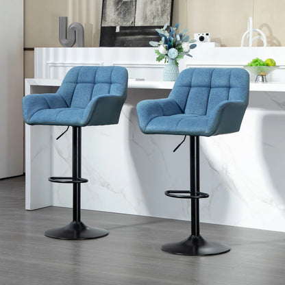 Swivel Barstools Set of 2, Adjustable with Footrest, Dark Blue Bar Stools at Gallery Canada