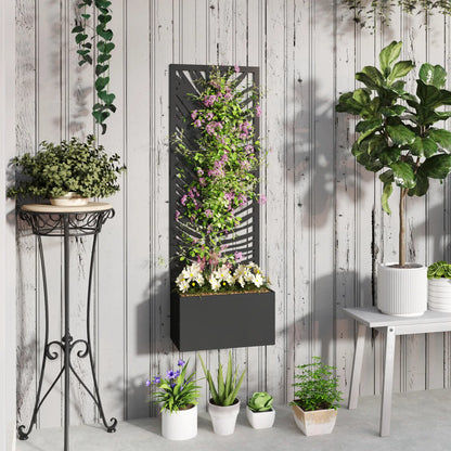 Raised Garden Bed, Outdoor Privacy Screen, Metal Planter Box with Trellis, Wall-Mounted, Black Raised Garden Beds at Gallery Canada