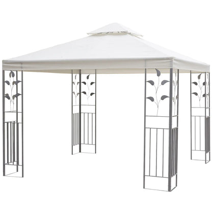10' x 10' Metal Gazebo, Patio Canopy With Vented Roof, Cream Gazebos Cream White, Black at Gallery Canada