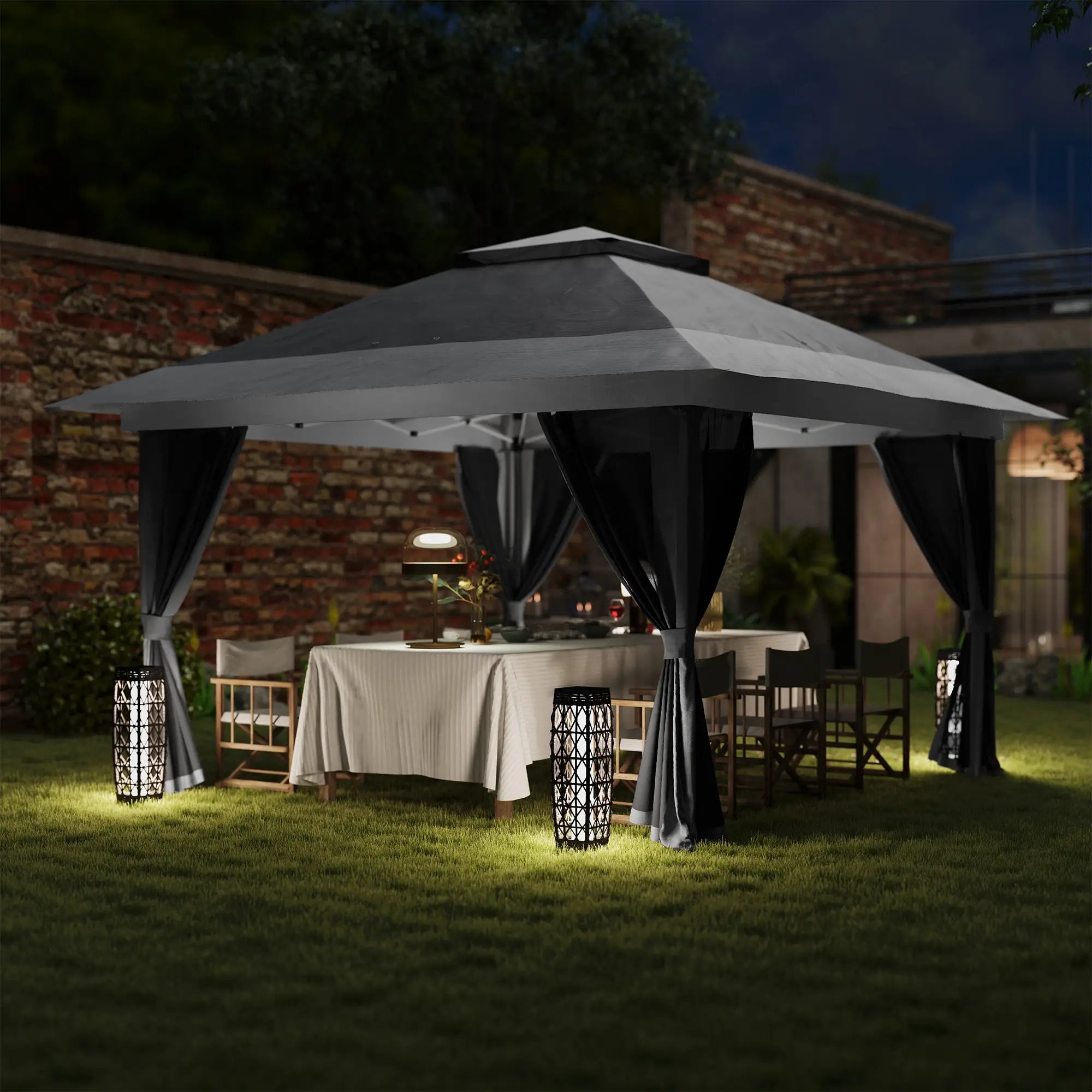 11.7' x 11.7' Pop Up Canopy Tent, UPF50+ Sun Shelter with Netting, Wheeled Bag Pop Up Canopies at Gallery Canada