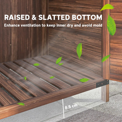 Outdoor Wooden Storage Cabinet, Double Doors with Shelves, Mixed-Brown, Brown Sheds at Gallery Canada