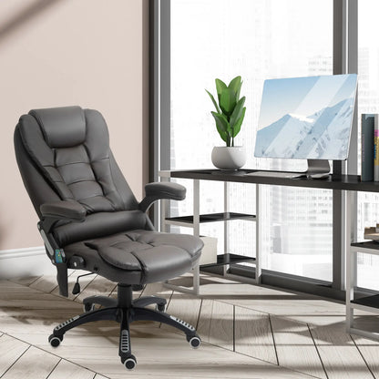 Heated Ergonomic Massage Swivel Office Chair, High Back Faux Leather, Brown Massage Chairs at Gallery Canada