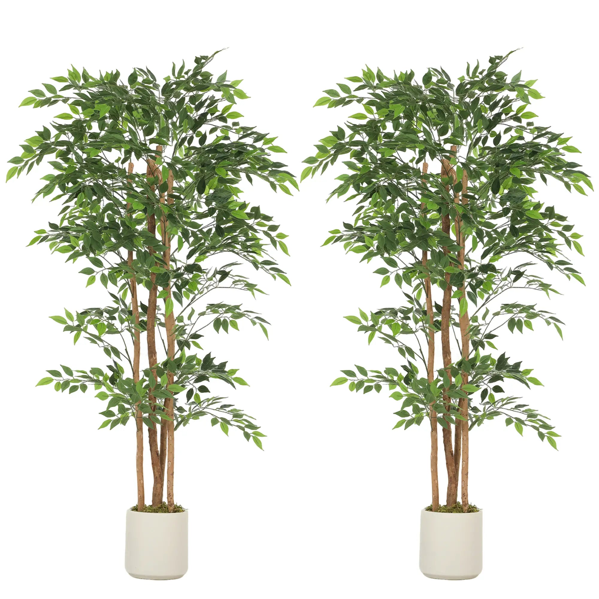 6FT Artificial Banyan Tree Set, Fake Potted Tree With Wood Trunk Artificial Trees at Gallery Canada