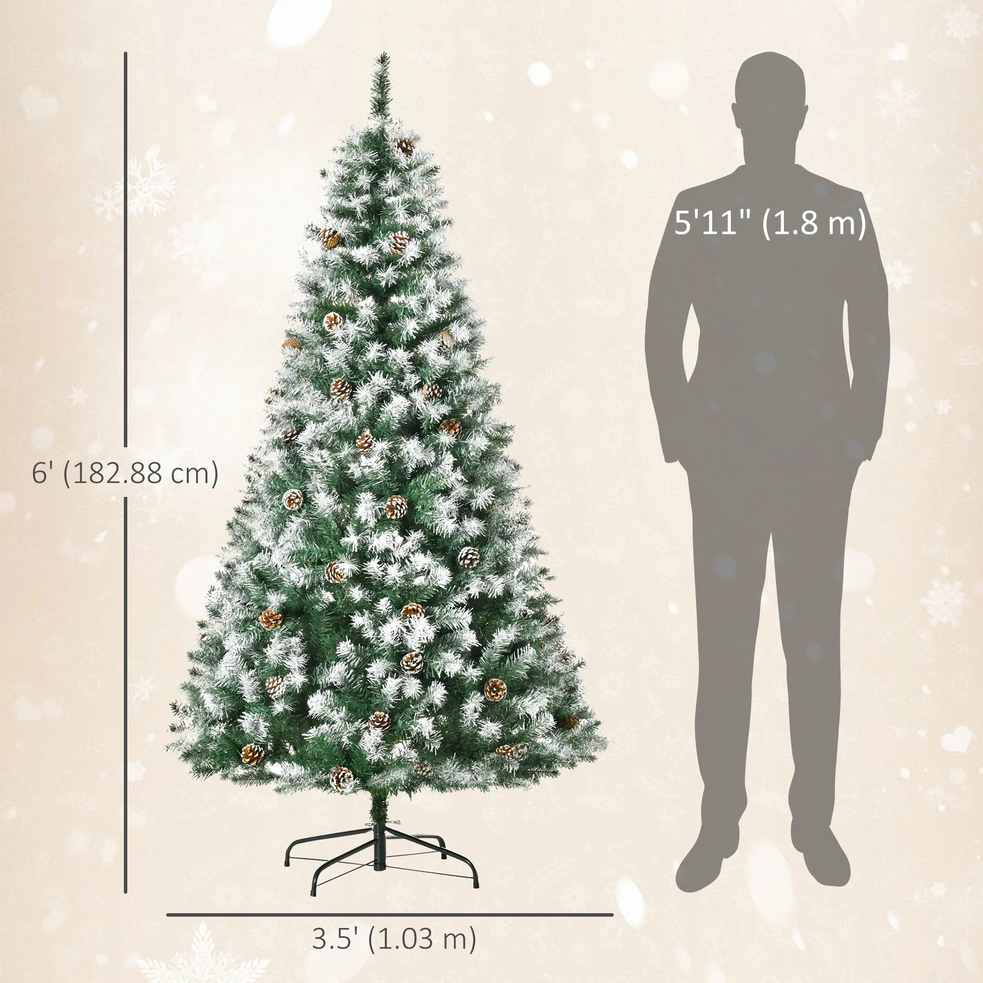 6ft Artificial Christmas Tree, Unlit Full, 800 Branches, 61 Pine Cones, Fir Artificial Christmas Trees at Gallery Canada