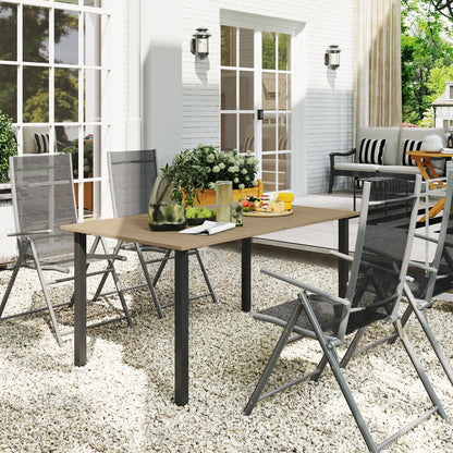 59" Outdoor Patio Table with Umbrella Hole, Slatted Tabletop, Brown Patio Dinning Tables at Gallery Canada
