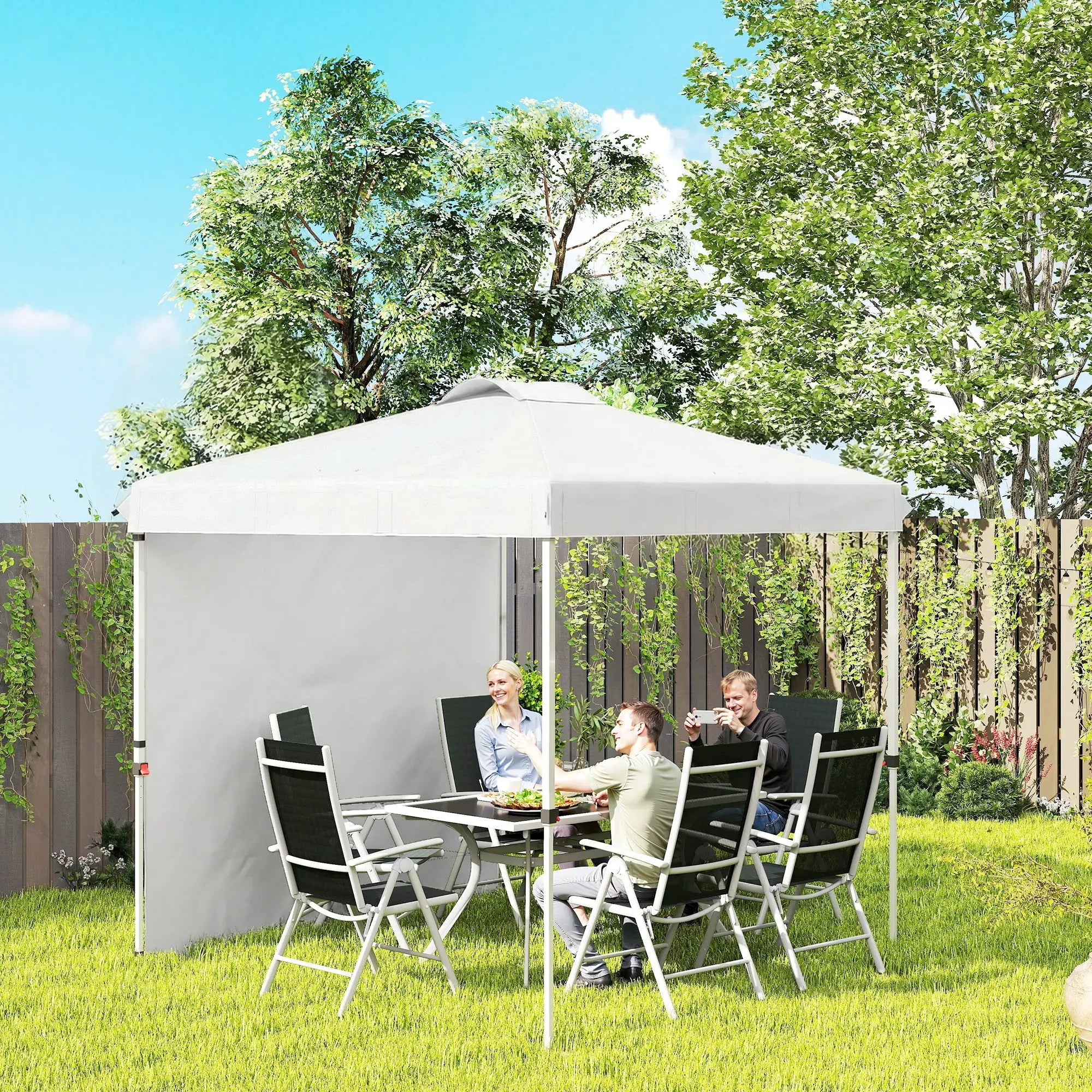 8 x 8 ft Pop Up Canopy, With Sidewall, Carry Bag, Sand Bags, White Pop Up Canopies at Gallery Canada