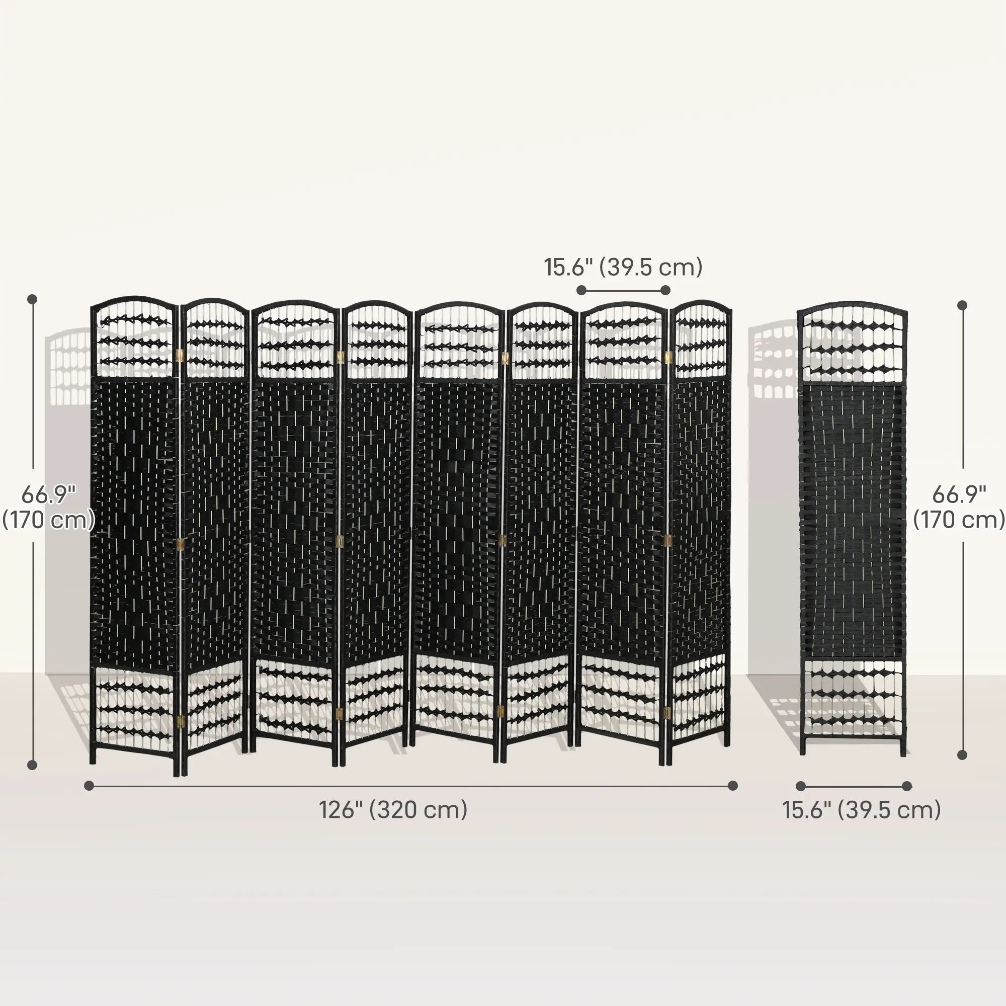 8 Panel Folding Room Divider, Portable Privacy Screen, Black Room Dividers at Gallery Canada