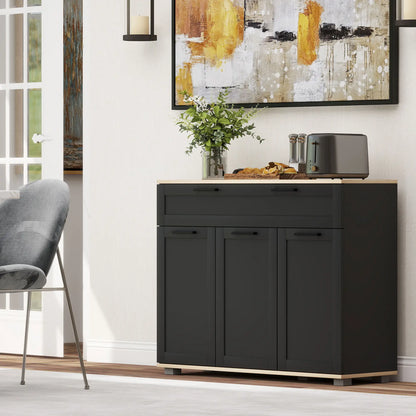 Sideboard Buffet Cabinet, 40" Black, Coffee Bar with Drawer, Doors, Shelves, Black Bar Cabinets at Gallery Canada