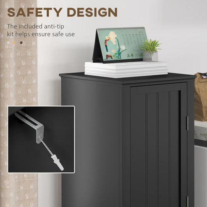 48" Kitchen Pantry Cabinet, Single Door, 4 Tier Adjustable Shelves, Black Kitchen Pantry Cabinets at Gallery Canada