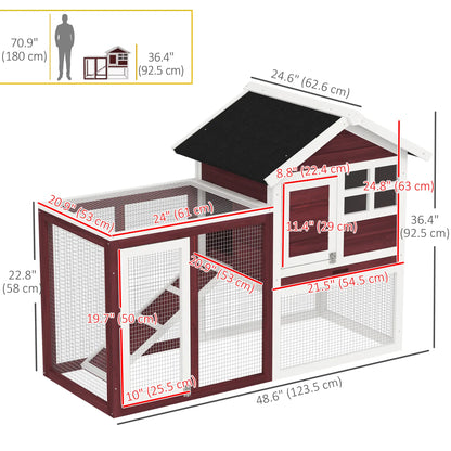48" Weatherproof Wooden Rabbit Hutch, Bunny Cage, Small Animal House, Brown Rabbit Hutch at Gallery Canada