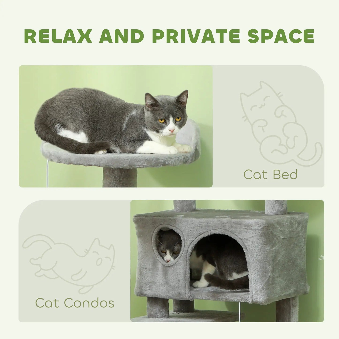 54 Cat Tree, Multi-Level Tower with Scratching Posts, Condos, Bed, Light Grey Cat Towers at Gallery Canada