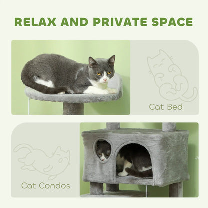 54 Cat Tree, Multi-Level Tower with Scratching Posts, Condos, Bed, Light Grey Cat Towers at Gallery Canada