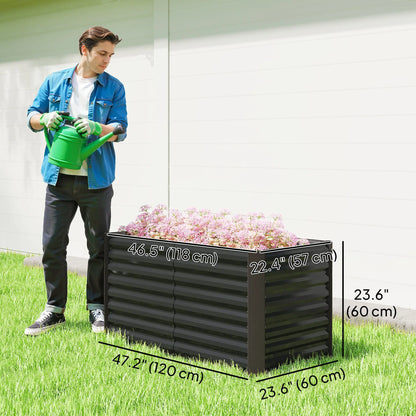 Set Of 2 Galvanized Metal Planters, 4' X 2' X 2' Raised Garden Bed, Dark Grey Galvanized Planter Boxes at Gallery Canada