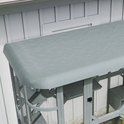 71" Wooden Cat Enclosure, With Platforms And Condos, Grey Outdoor Cat Enclosures at Gallery Canada
