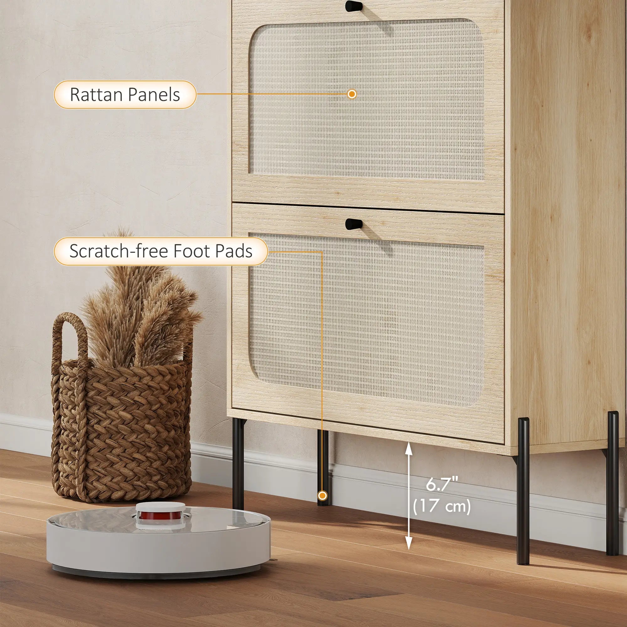 Shoe Cabinet With 2 Flip Drawers, Narrow Storage, Oak Shoe Storage Cabinets & Racks at Gallery Canada