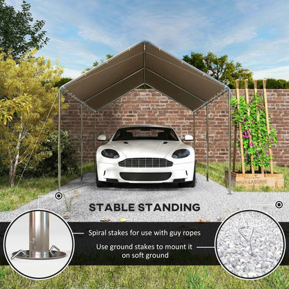 10' x 20' Carport, Heavy Duty Galvanized Canopy, Khaki Car Shelters at Gallery Canada