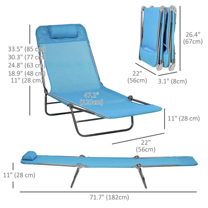 Folding Chaise Lounge Chairs Set of 2, Outdoor Reclining, Blue Lounger Chairs at Gallery Canada