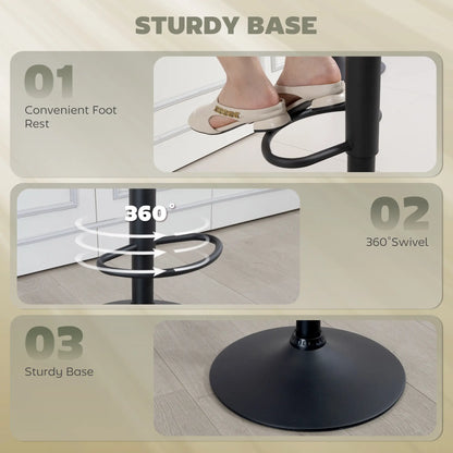 Bar Stools Set of 2, Swivel, Adjustable Height, PU Leather, PU Leather