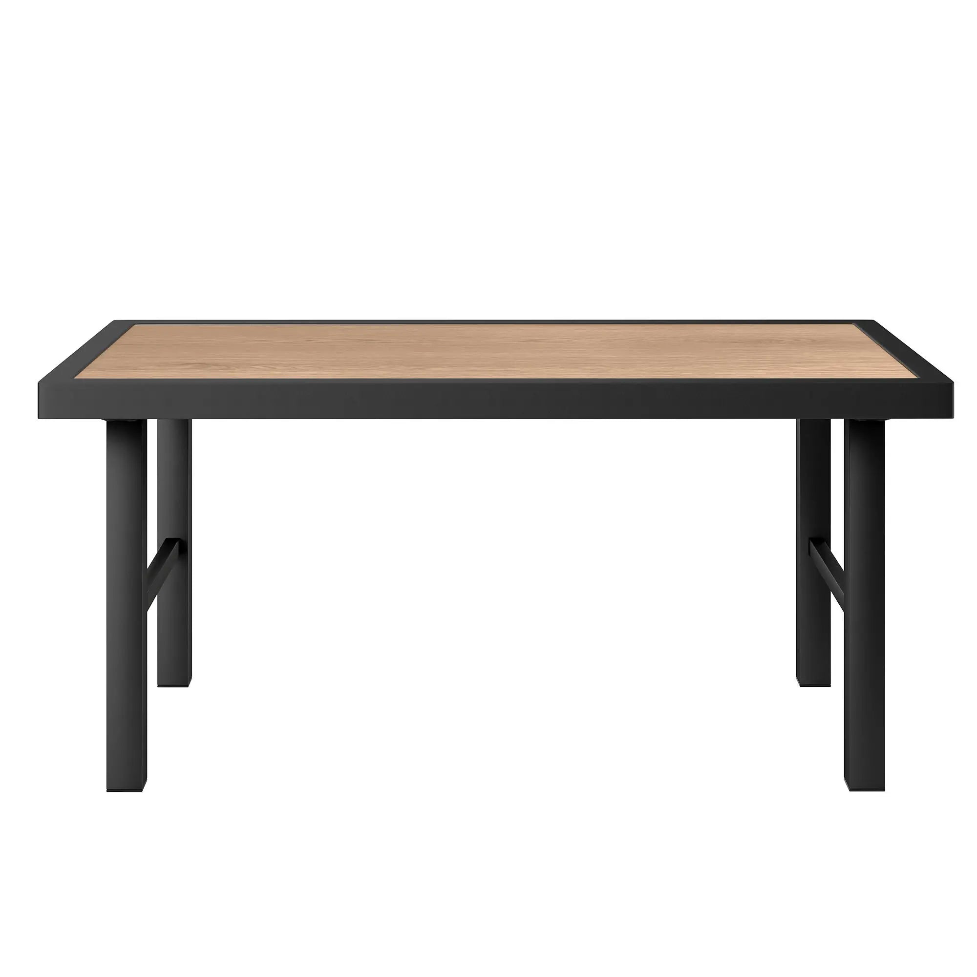 Outdoor Side Table, SPC Woodgrain Tabletop, Metal Patio Coffee Table, Brown Patio Side Tables at Gallery Canada