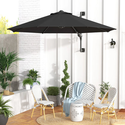 9.6 x 9.6 ft Wall Mounted Umbrella, Rotating Patio Parasol, Charcoal Grey Sun Umbrellas at Gallery Canada