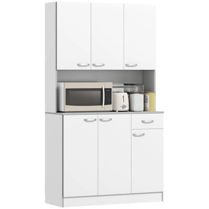 71" Modern Buffet with Hutch, Storage Cabinets, Drawer, Microwave Stand, White Kitchen Pantry Cabinets at Gallery Canada