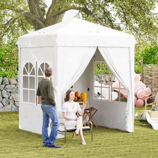6.7' x 6.7' Pop-Up Canopy Tent, Adjustable Height, White Pop Up Canopies White at Gallery Canada